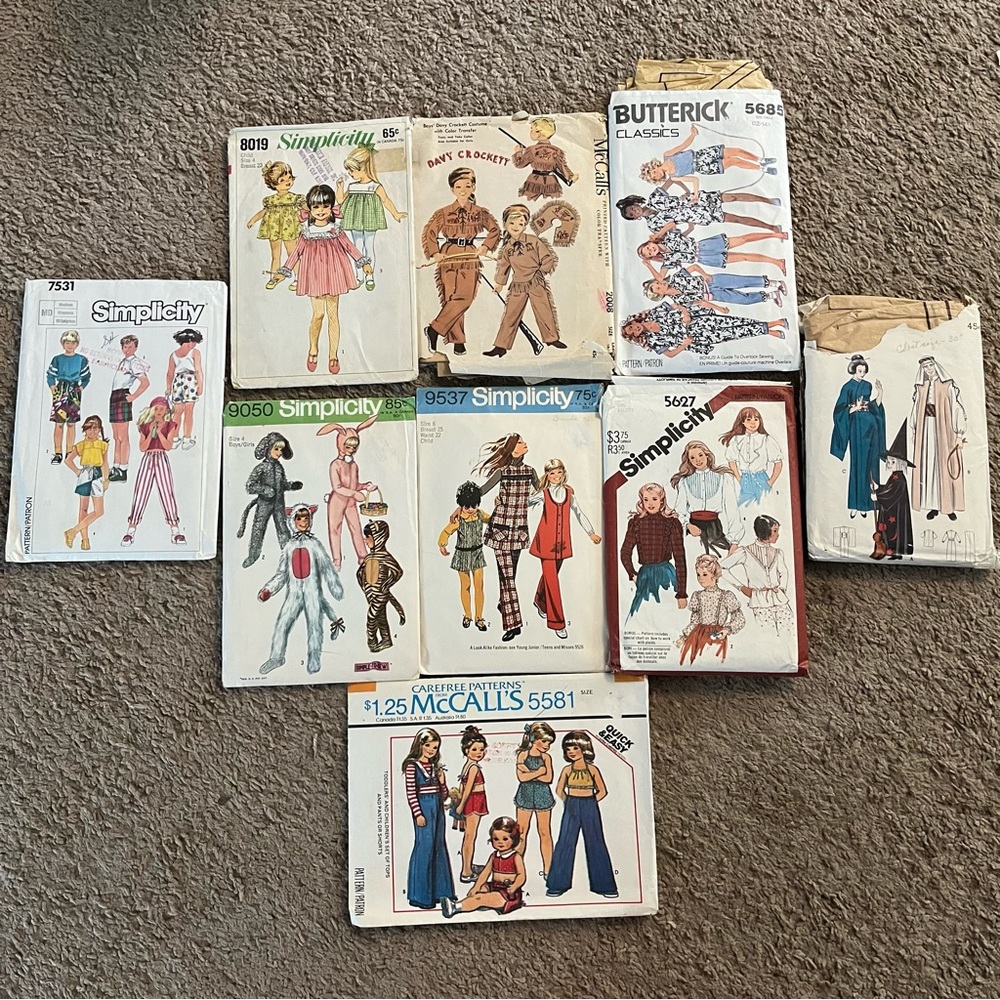 Vintage Simplicity/Mcalls Kids Children’s Clothing Patterns